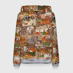 Женская толстовка 3D Коллаж из сказочных зверей - совы, белки, ёжики