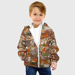 Детская куртка 3D Коллаж из сказочных зверей - совы, белки, ёжики - фото 2