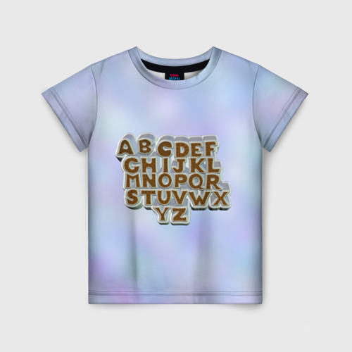 Детская футболка с принтом Алфавит, вид спереди №1