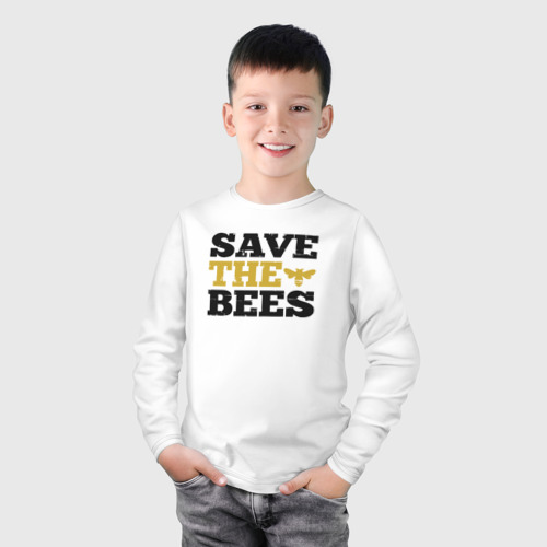 Детский лонгслив хлопок Спаси пчёл, цвет белый - фото 3