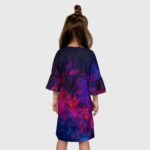 Детское платье 3D с принтом Космический звездный тигр, вид сзади #2