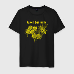 Спасите пчёл – Мужская футболка хлопок с принтом купить со скидкой в -20%