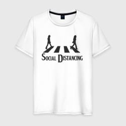 Beatles social distancing – Мужская футболка хлопок с принтом купить со скидкой в -20%