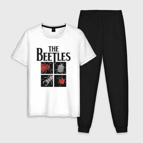 Мужская пижама с белой футболкой хлопок Beetles