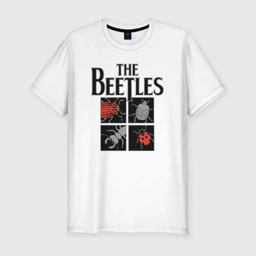 Мужская футболка хлопок Slim с принтом Beetles, вид спереди #2