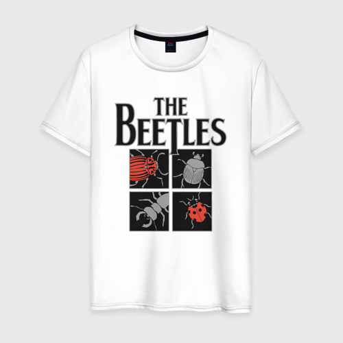Мужская футболка из хлопка с принтом Beetles, вид спереди №1
