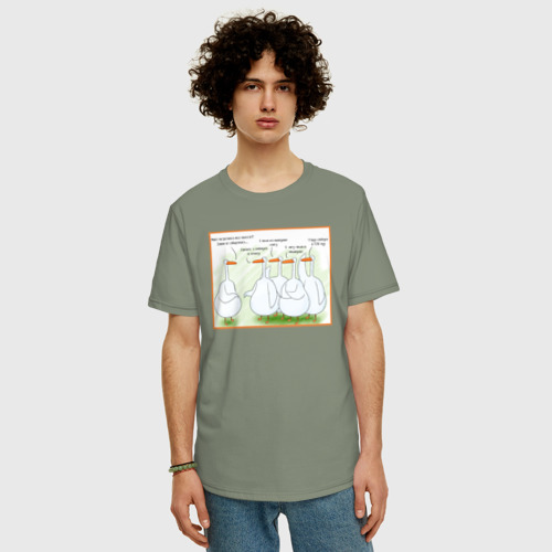Мужская футболка хлопок Oversize Друзья за 30, цвет авокадо - фото 3