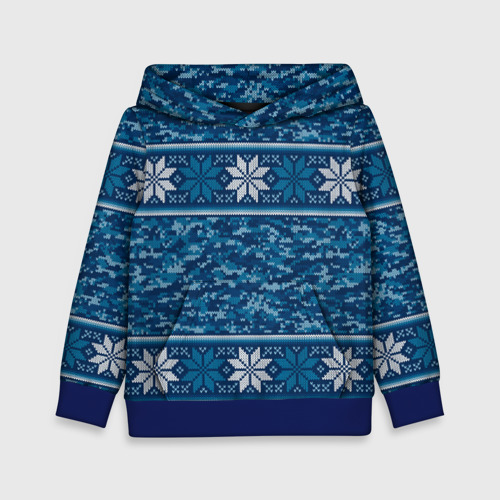 Детская толстовка 3D Камуфляжный свитер - алатырь, цвет синий