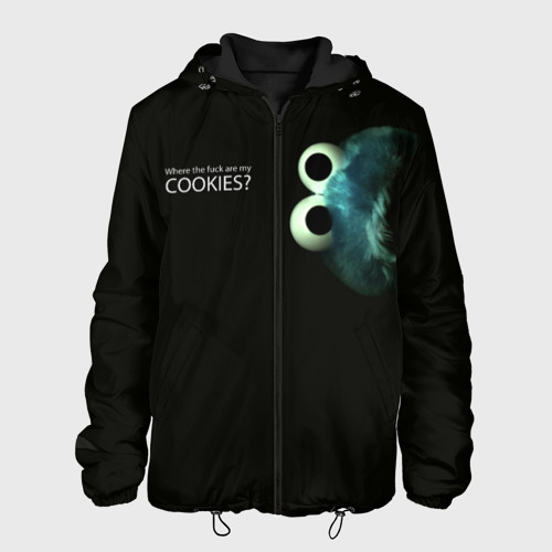Мужская куртка 3D с принтом Cookie Monster - Где печеньки, вид спереди #2