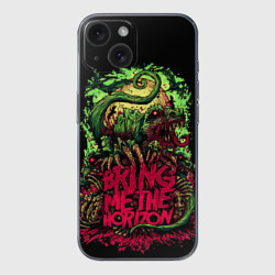 Чехол для iPhone 15 силиконовый с защитой камеры Bring me the horizon dinosaurs