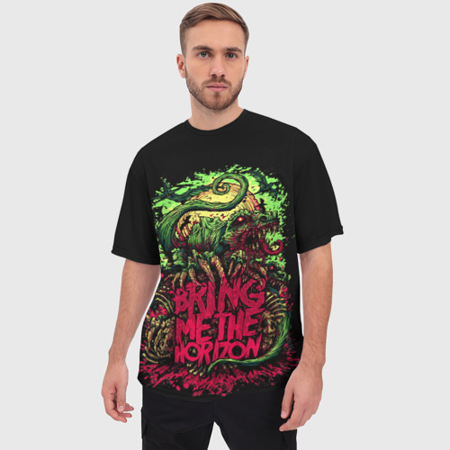 Мужская футболка oversize 3D Bring me the horizon dinosaurs, цвет 3D печать - фото 3