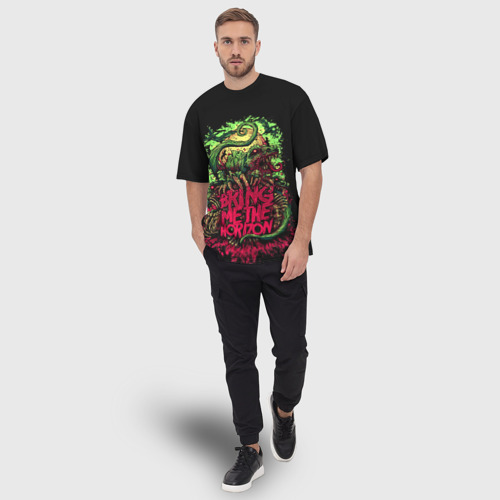 Мужская футболка oversize 3D Bring me the horizon dinosaurs, цвет 3D печать - фото 5