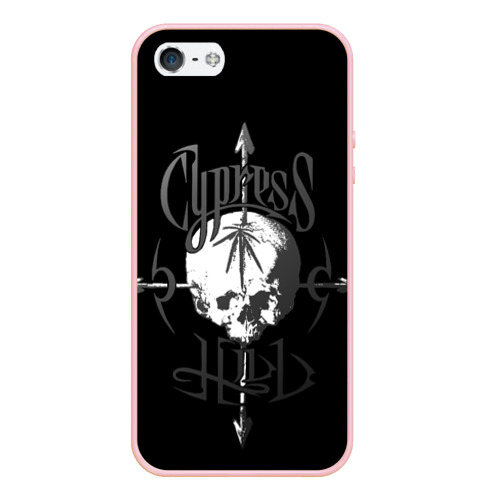 Чехол для iPhone 5/5S матовый Cypress Hill - arrows skull, цвет светло-розовый