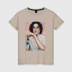 Тимоти Шаламе с очками – Женская футболка хлопок с принтом купить со скидкой в -20%