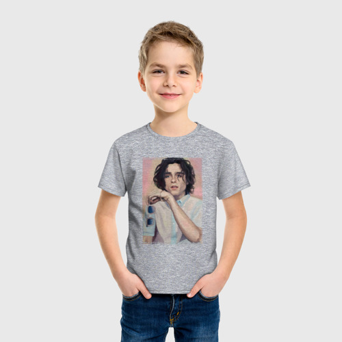 Детская футболка хлопок Тимоти Шаламе с очками, цвет меланж - фото 3