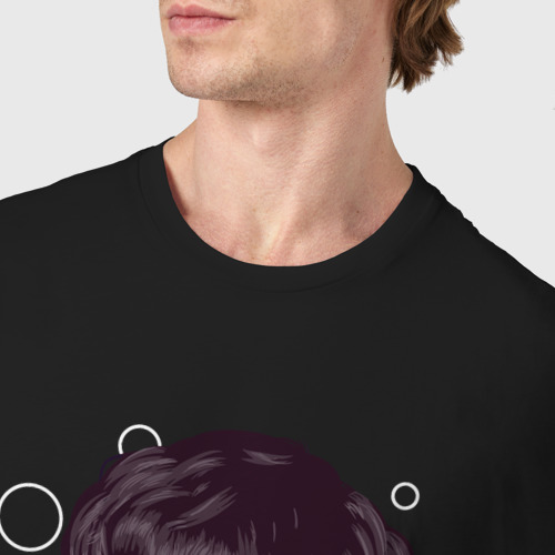 Мужская футболка хлопок Тимоти Шаламе и пузырьки, цвет черный - фото 6