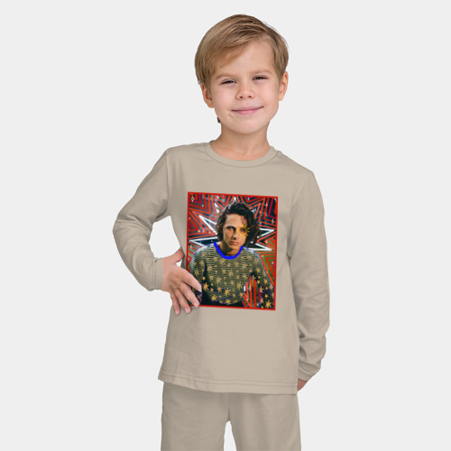 Детская пижама с лонгсливом хлопок Timothee Chalamet Stars, цвет миндальный - фото 3