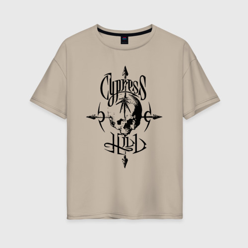 Женская футболка хлопок Oversize Cypress Hill - album logo, цвет миндальный