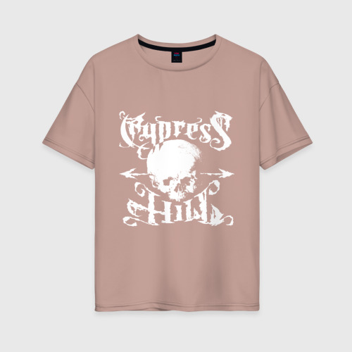 Женская футболка хлопок Oversize Cypress Hill - logo, цвет пыльно-розовый