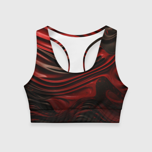 Женский спортивный топ 3D Кожаная красная и черная текстура, цвет 3D печать