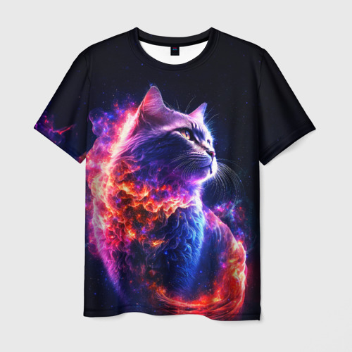 Мужская футболка 3D Космический звездный кот, цвет 3D печать