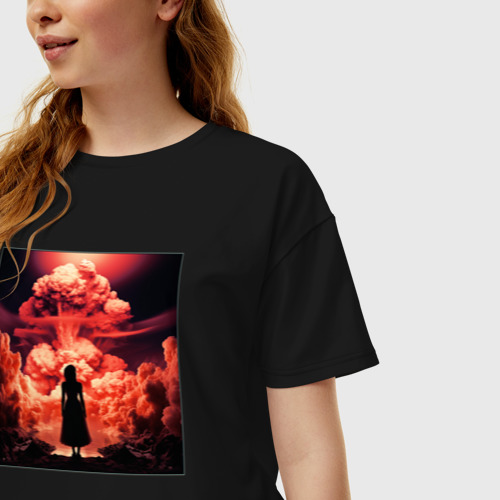 Женская футболка хлопок Oversize End of world, цвет черный - фото 3