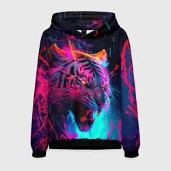 Мужская толстовка 3D Космический неоновый тигр