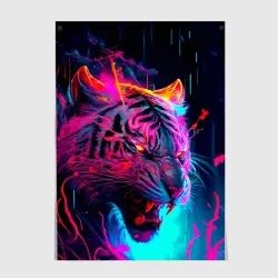 Постер Космический неоновый тигр
