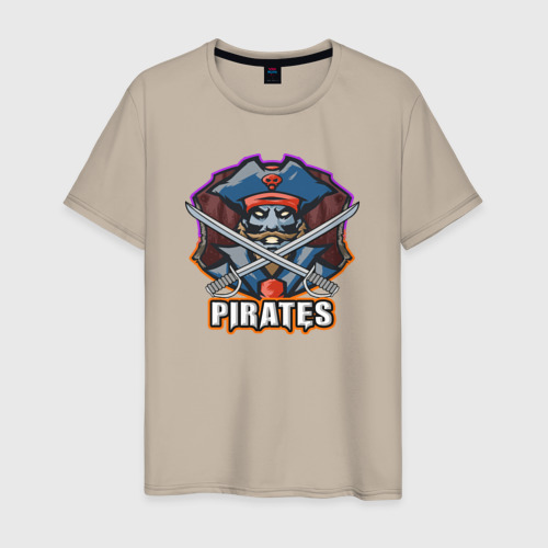 Мужская футболка хлопок Pirates team, цвет миндальный