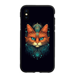 Чехол для iPhone XS Max матовый Рыжий кот с бирюзовыми глазами