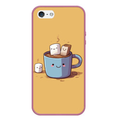 Чехол для iPhone 5/5S матовый Кружка кофе с Маршмеллоу