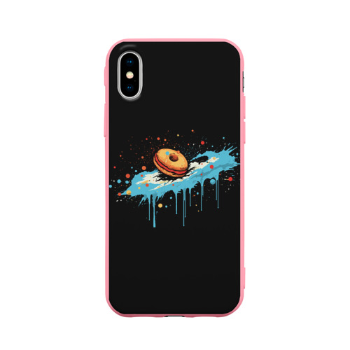 Чехол для iPhone X матовый с принтом Космический пончик, вид спереди #2