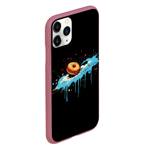 Чехол для iPhone 11 Pro матовый с принтом Космический пончик, вид сбоку #3
