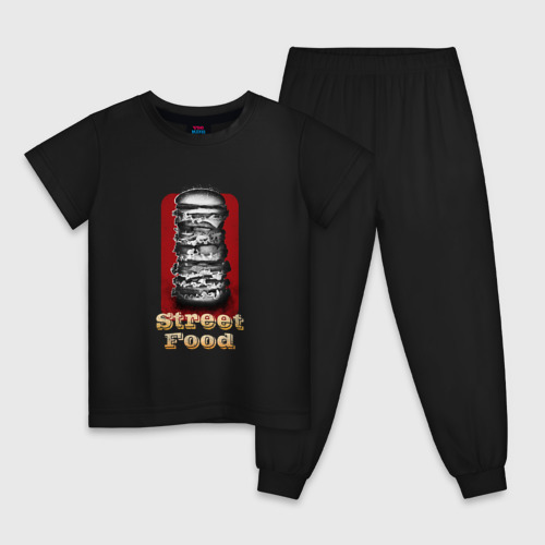 Детская пижама хлопок Уличная еда, цвет черный
