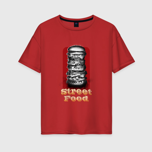 Женская футболка хлопок Oversize с принтом Уличная еда, вид спереди #2