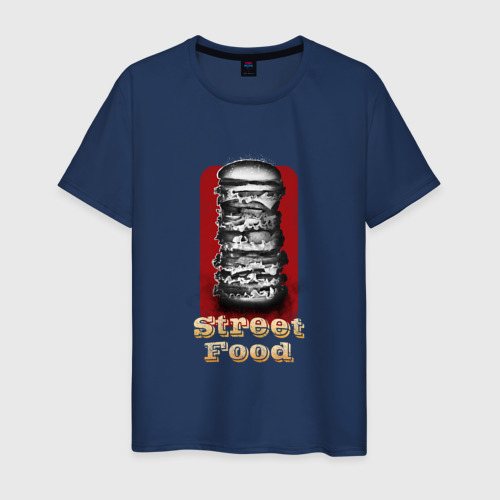 Мужская футболка из хлопка с принтом Уличная еда, вид спереди №1