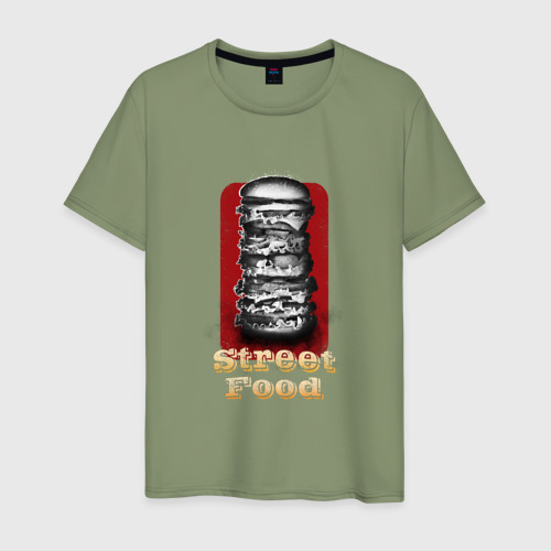 Мужская футболка хлопок Уличная еда, цвет авокадо