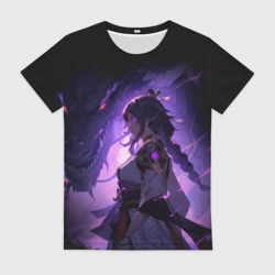 Женская футболка 3D Мрачный Геншин Импакт - Raiden