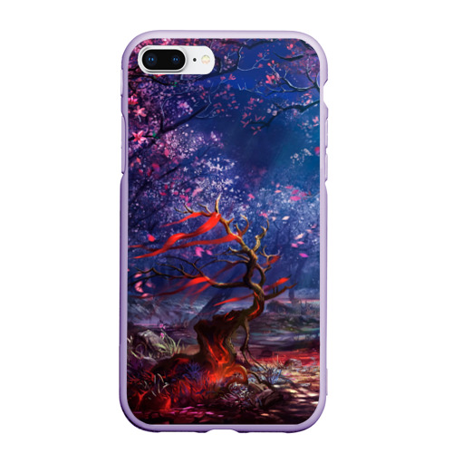 Чехол для iPhone 7Plus/8 Plus матовый с принтом Магический лес при луне, вид спереди #2