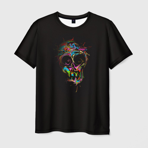 Мужская футболка 3D Череп - потекшие краски, цвет 3D печать