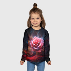 Детский лонгслив 3D Алая космическая роза - Нейросеть - фото 2