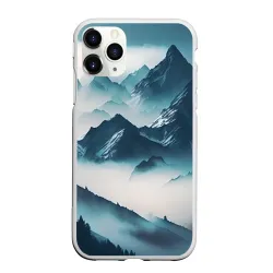 Чехол для iPhone 11 Pro матовый Горы в тумане - нейросеть