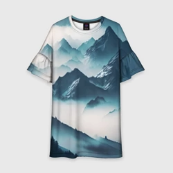 Детское платье 3D Горы в тумане - нейросеть