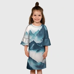 Детское платье 3D Горы в тумане - нейросеть - фото 2
