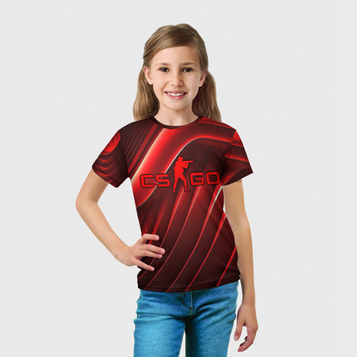 Детская футболка 3D CS GO red abstract, цвет 3D печать - фото 5