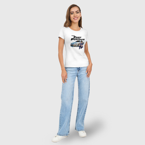 Женская футболка хлопок Slim Брайан О'Коннер Nissan Skyline R34, цвет белый - фото 5