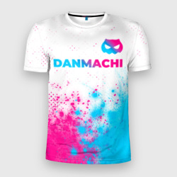 Мужская футболка 3D Slim DanMachi neon gradient style: символ сверху