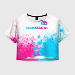 Женская футболка Crop-top 3D DanMachi neon gradient style: символ сверху