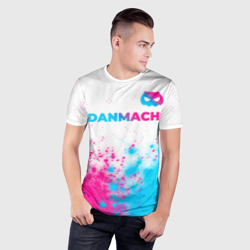 Мужская футболка 3D Slim DanMachi neon gradient style: символ сверху - фото 2