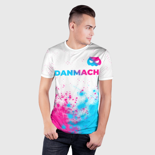 Мужская футболка 3D Slim DanMachi neon gradient style: символ сверху, цвет 3D печать - фото 3